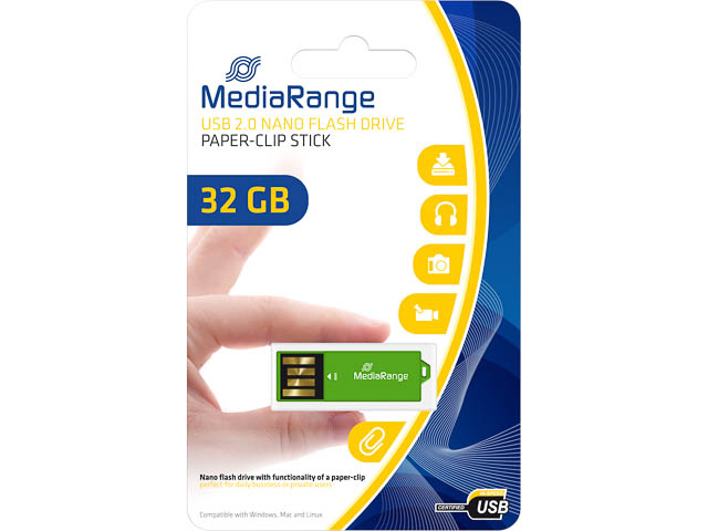 MEDIARANGE NANO USB STICK 32GB MR977 MB14/s USB 2.0 gruen