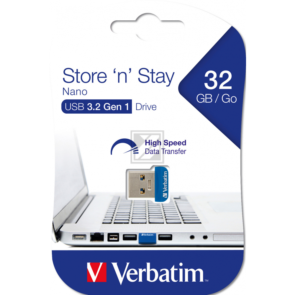 VERBATIM NANO USB STICK 32GB 98710 USB 3.0 blau