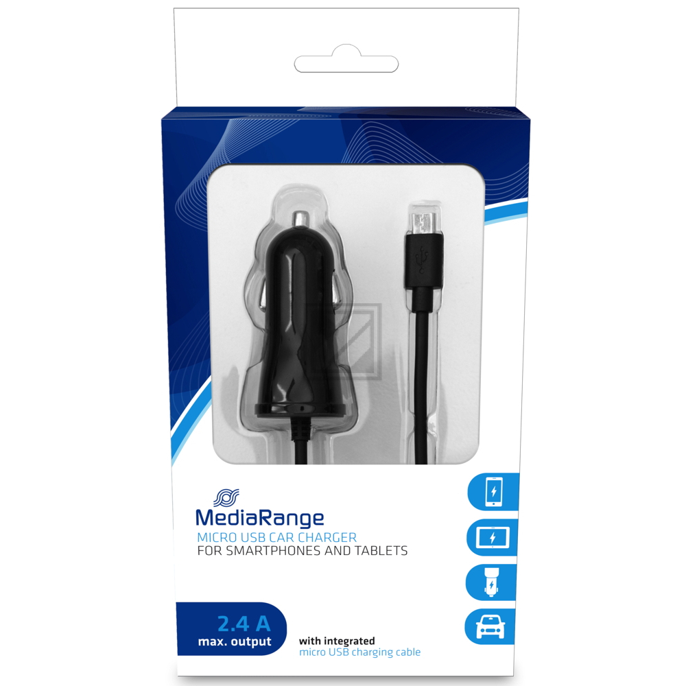 MRMA101-02 MEDIARANGE KfZ-Ladegeraet 2.400 mA Kabel Zigarettenanzuender 1m