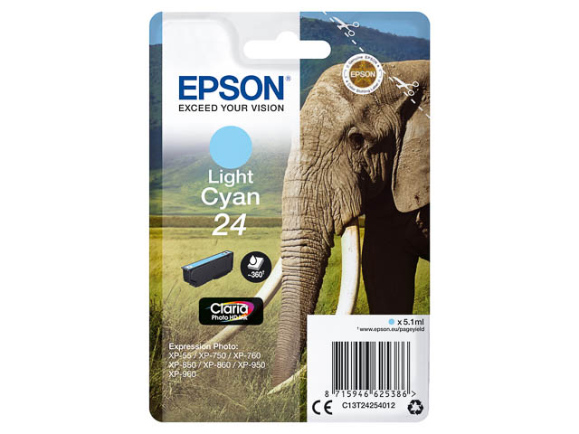 C13T24254012 EPSON XP750 TINTE LCYA ST 5,1ml 360Seiten Standard Kapazitaet