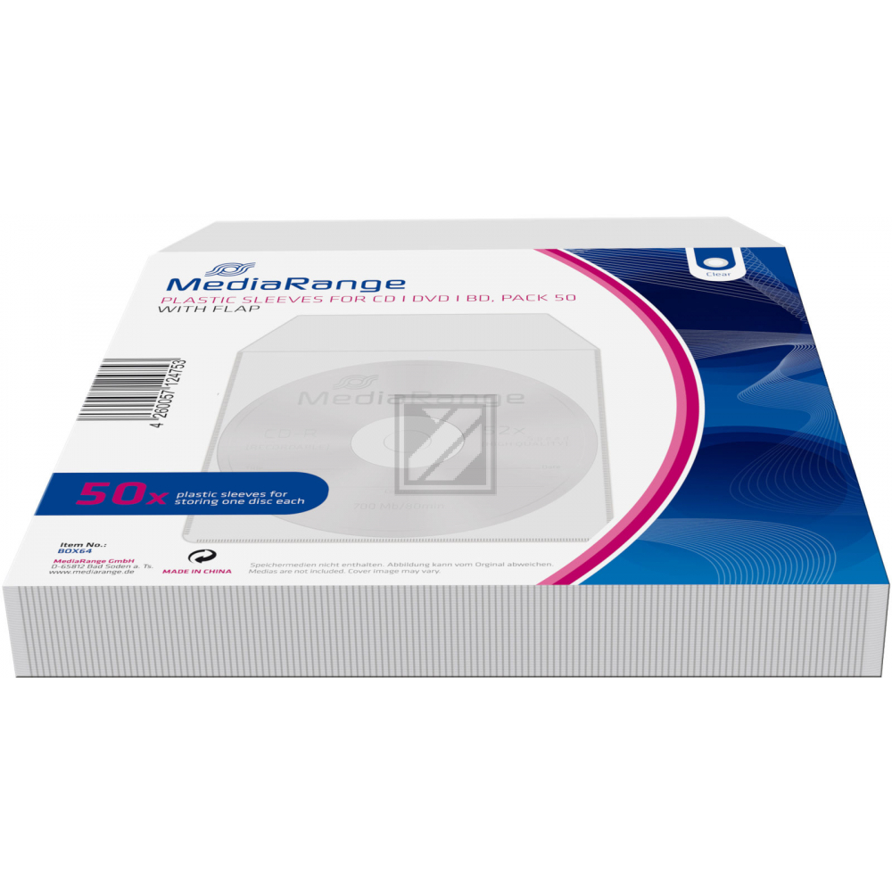 MEDIARANGE CD/DVD PLASTIKHUELLEN (50) BOX64 Leerhuellen transparent