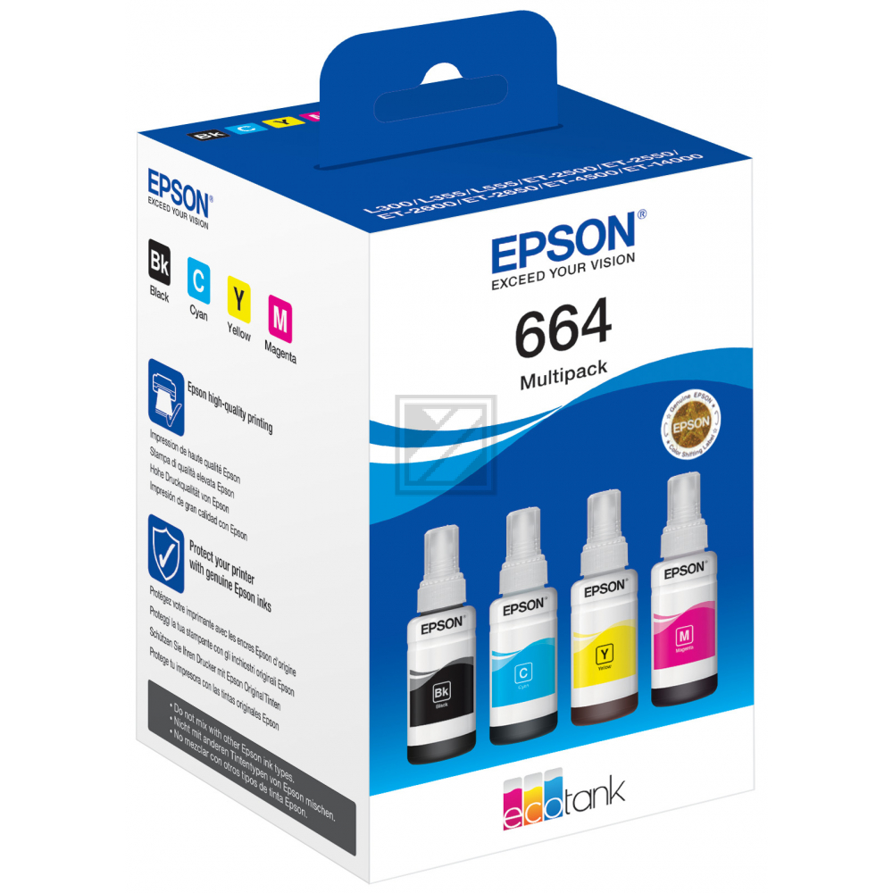 C13T664640 EPSON ET664 EcoTank Tinte (4) cmyk 25.000Seiten 4x70 ml