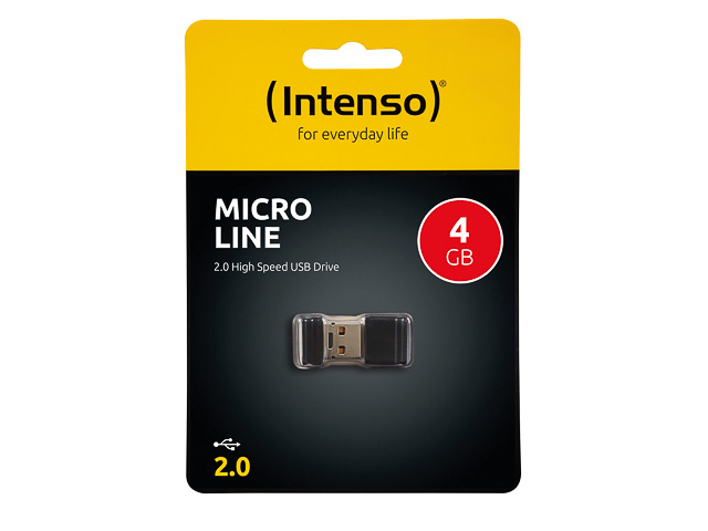 INTENSO MICRO LINE USB STICK 4GB 3500450 16,5MB/s USB 2.0 schwarz