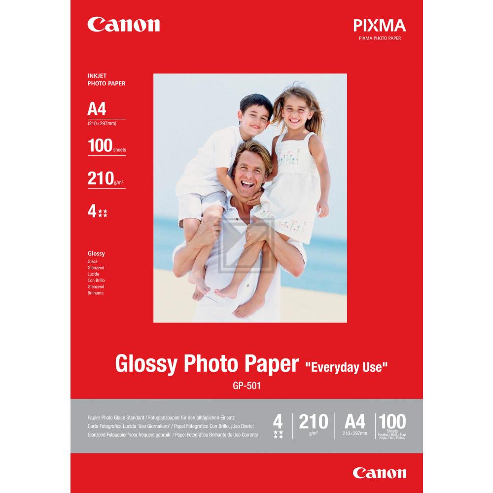 0775B001 CANON Fotopapier A4 (210x297mm) 100Blatt weiss GP501 200gr glaenzend