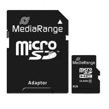 MEDIARANGE MICRO SDHC KARTE 8GB MR957 Klasse 10 mit Adapter