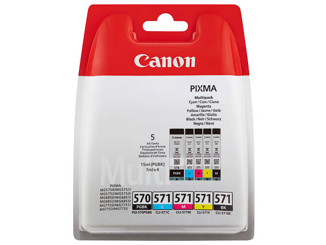 CLI571 CANON MG5750 TINTE (5) CMYK+PGBK 0372C004 Nr.571 Blister w/o SEC