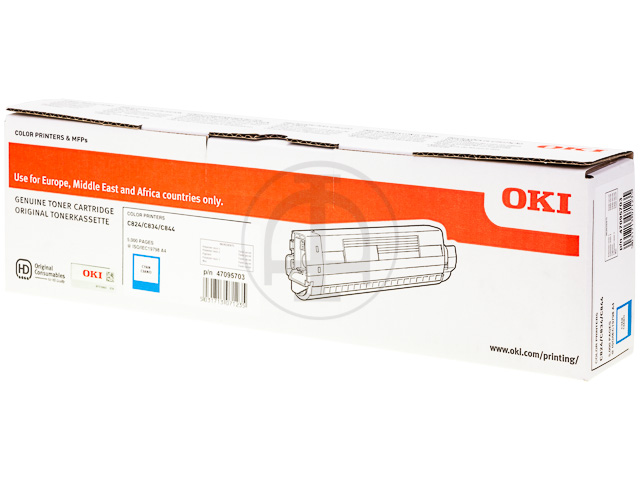 47095703 OKI C824 TONER CYAN 5000Seiten