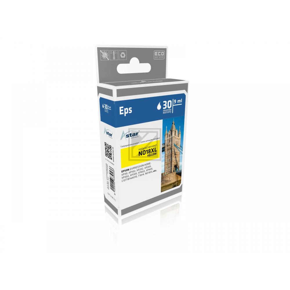 AS15381 ASTAR EPSON T1814 XP Tinte yellow HC rebuilt 450Seiten Chip 6,6ml