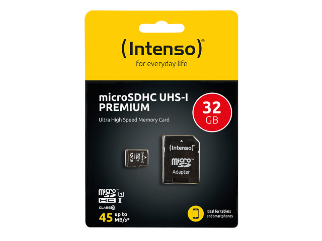 INTENSO MICRO SD KARTE UHSI 32GB 3423480 45MB/s mit Adapter