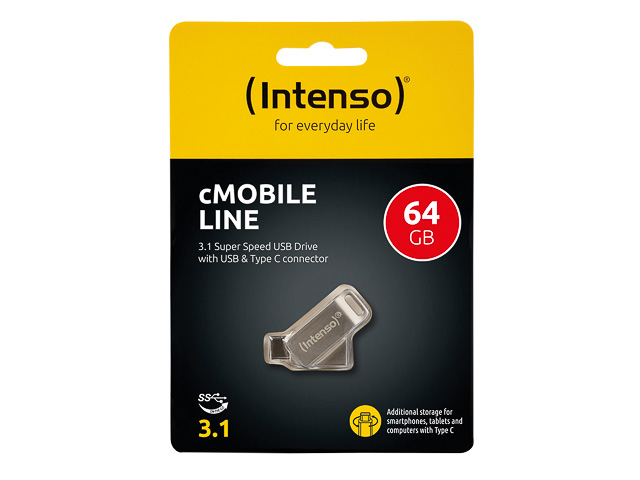 INTENSO CMOBILE LINE USB STICK 64GB 3536490 70MB/s USB 3.0 Typ C Anschluss