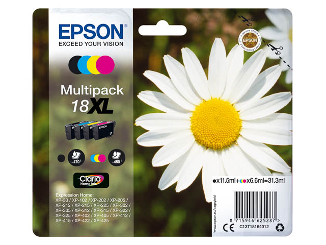 C13T18164012 EPSON XP30 TINTE(4) CMYK HC 31,3ml 1820Seiten hohe Kapazitaet