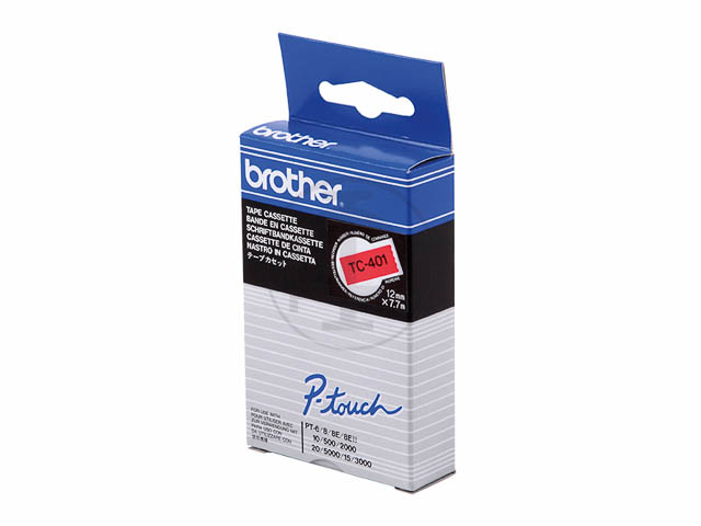 TC401 BROTHER PTOUCH 12mm ROT-SCHWARZ Schriftband 7,7m laminiert