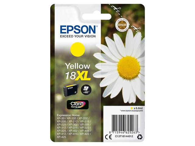 C13T18144012 EPSON XP30 TINTE YELLOW HC 6,6ml 450Seiten hohe Kapazitaet