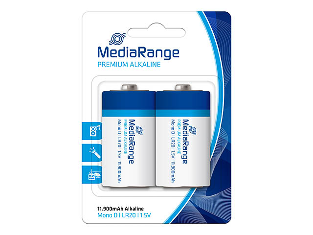 MEDIARANGE PREMIUM BATTERIEN 2er PACK MRBAT109 LR20 Alkaline MONO D 1,5V
