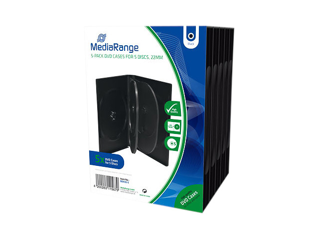 MEDIARANGE DVD CASE 5DISC (5) BOX35-5 Leerhuellen schwarz