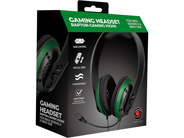 RAPTOR GAMING HX200 HEADSET BLACK RG-HX200-B mit Kabel