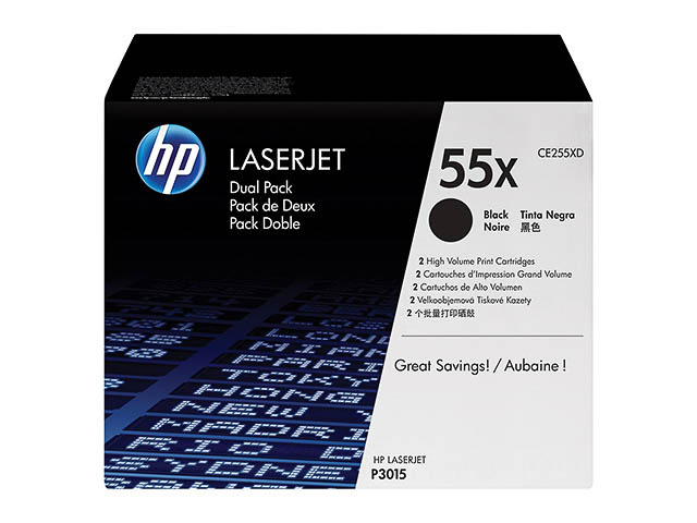 CE255XD HP LJ P3010 CARTRIDGE (2) BLK HC HP55X 2x12.500Seiten hohe Kapazitaet