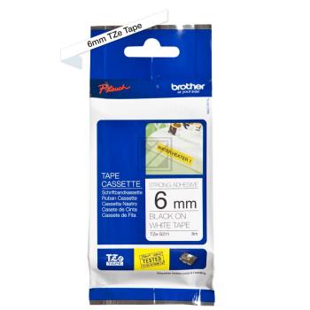 TZES211 BROTHER PTOUCH 6mm WEISS-SCHW Schriftband 8m laminiert
