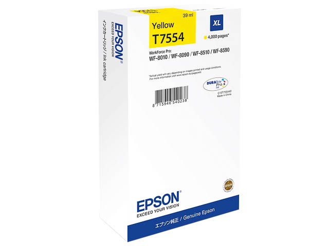 C13T755440 EPSON WF8010 TINTE YELLOW HC 39ml 4000Seiten hohe Kapazitaet