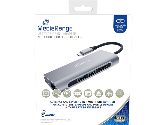 MEDIARANGE USB-C 7IN1 MULTIPORT ADAPTER MRCS510 silber