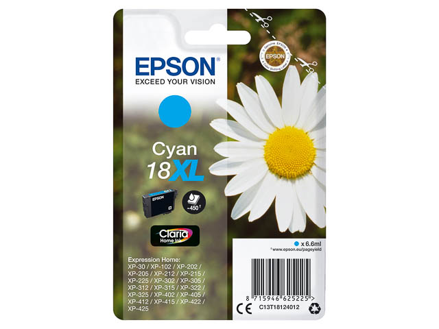 C13T18124012 EPSON XP30 TINTE CYAN HC 6,6ml 450Seiten hohe Kapazitaet