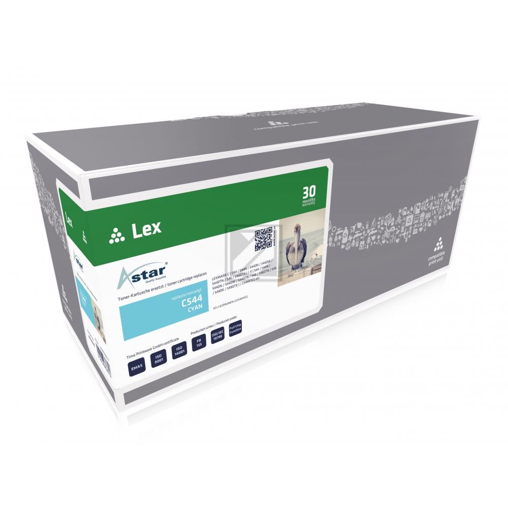 AS14445 ASTAR LEXMARK C544X1CG Optra C Toner cyan rebuilt 4000Seiten Chip