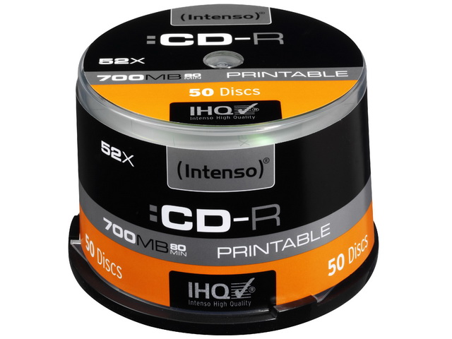 INTENSO CDR80 700MB 52x IW (50) CB 1801125 Cake Box inkjet printable