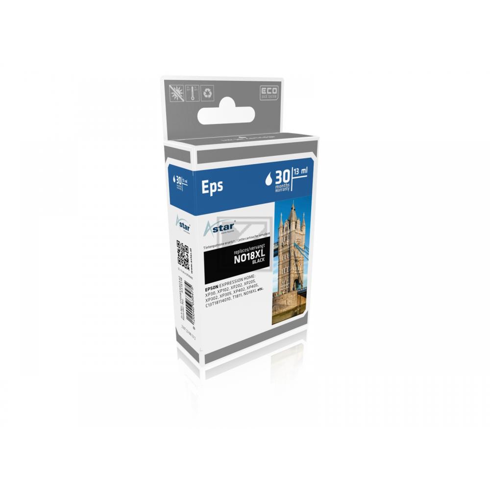 AS15118 ASTAR EPSON T1811 XP Tinte black HC rebuilt 470Seiten Chip 11,5ml