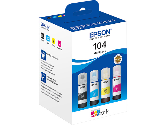 C13T00P640 EPSON ET2710 TINTE (4) CMYK 265ml 27.000Seiten Flasche EcoTank 104