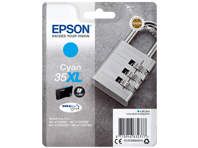 C13T35924010 EPSON WF4720DWF TINTE CY HC 20,3ml 1900Seiten cyan hohe Kap.