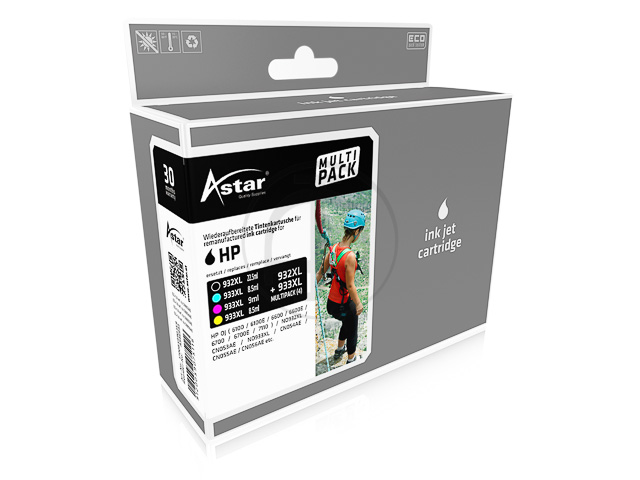 AS46993 ASTAR HP OJ6600 TINTE (4) CMYK C2P42AE/932XL/933XL 1x22,5/1x9/2x8,5ml