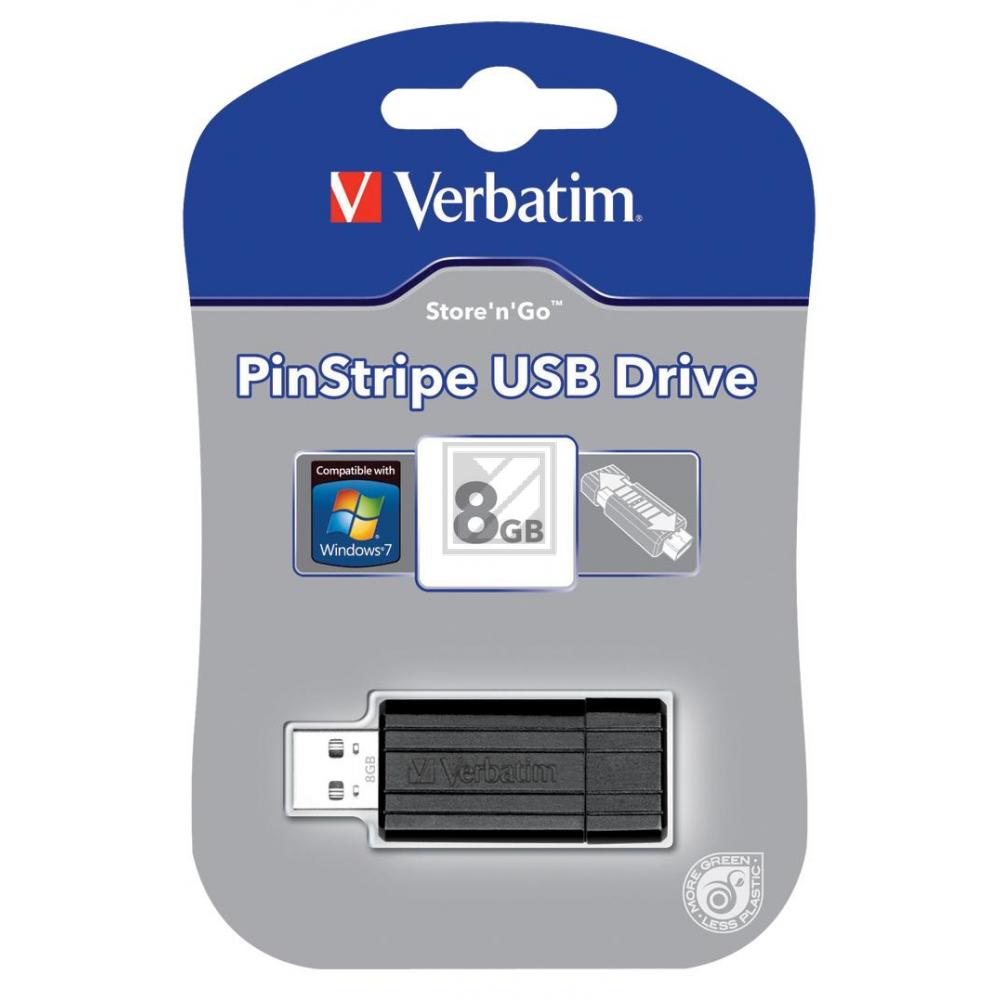 VERBATIM PINSTRIPE USB STICK 8GB 49062 8MB/s USB 2.0 schwarz