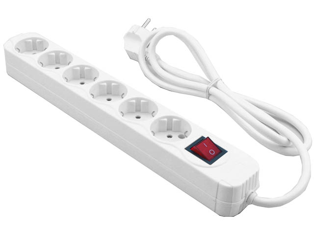 MEDIARANGE STECKDOSENLEISTE MRCS206 6f inkl. Schutzkontakt-Steckdose