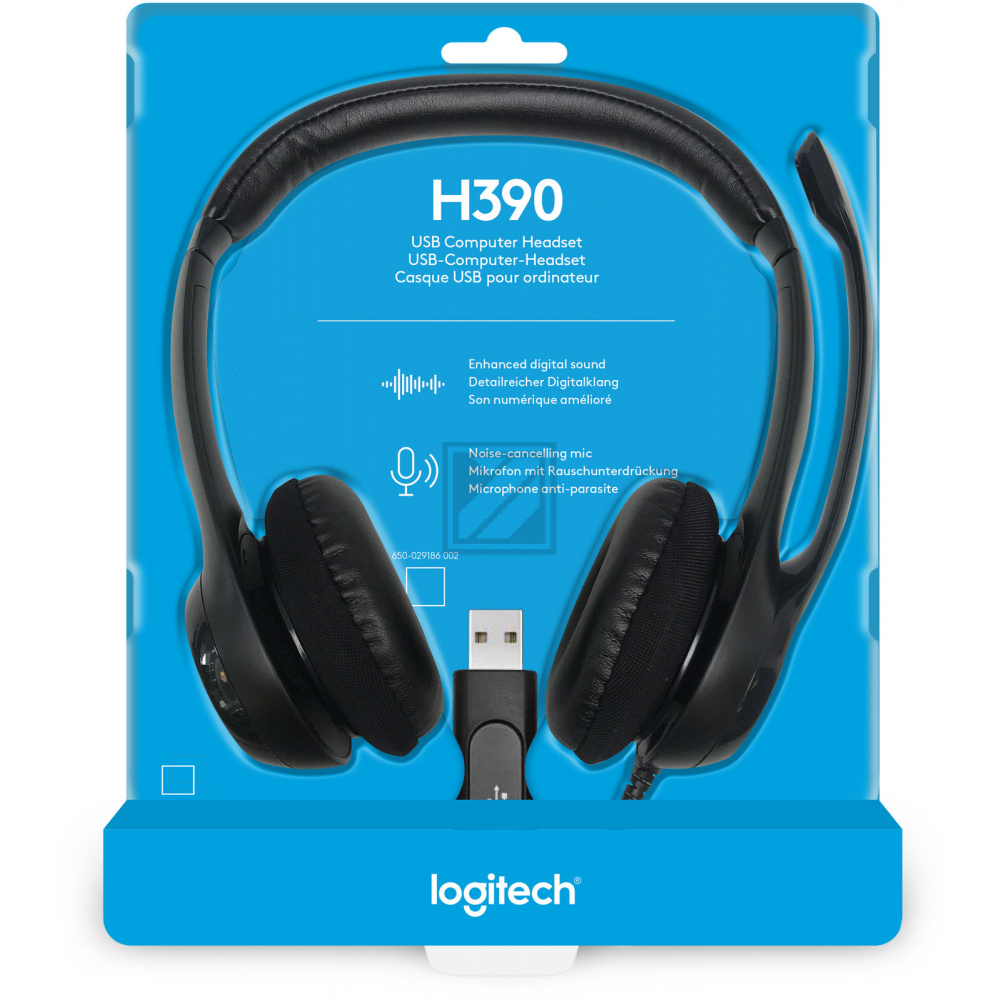 981-000406 LOGITECH H390 Headset Kabel Stereo on-ear USB-A schwarz