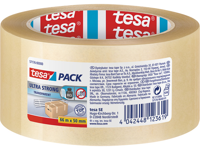 TESAPACK PVC PACKBAND ULTRA STRONG 57176-00000-08 66mx50mm transparent