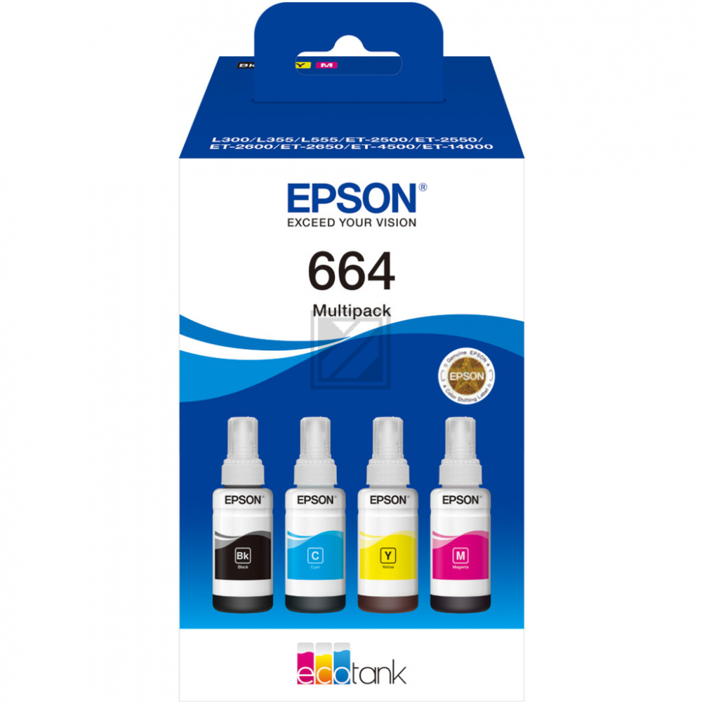 C13T664640 EPSON ET664 EcoTank Tinte (4) cmyk 25.000Seiten 4x70 ml