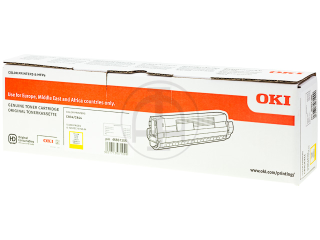 46861305 OKI C834 TONER YELLOW 10.000Seiten