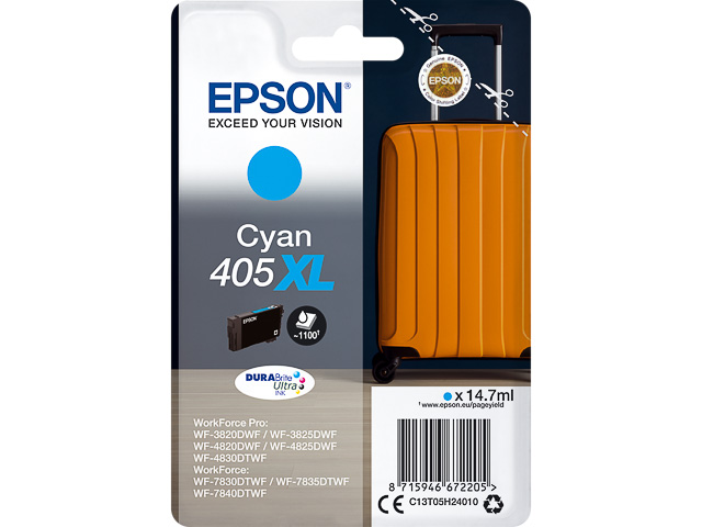 C13T05H24010 EPSON WF4825DWF TINTE CYA 405XL 14,7ml 1100Seiten hohe Kapazitaet