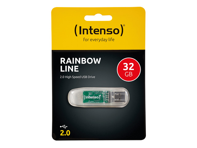 INTENSO RAINBOW LINE USB STICK 32GB 3502480 28MB/s USB 2.0 transparent