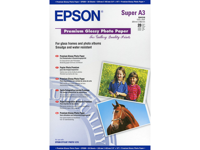 C13S041316 EPSON FOTOPAPIER A3+ 20Blatt 255gr premium glaenzend