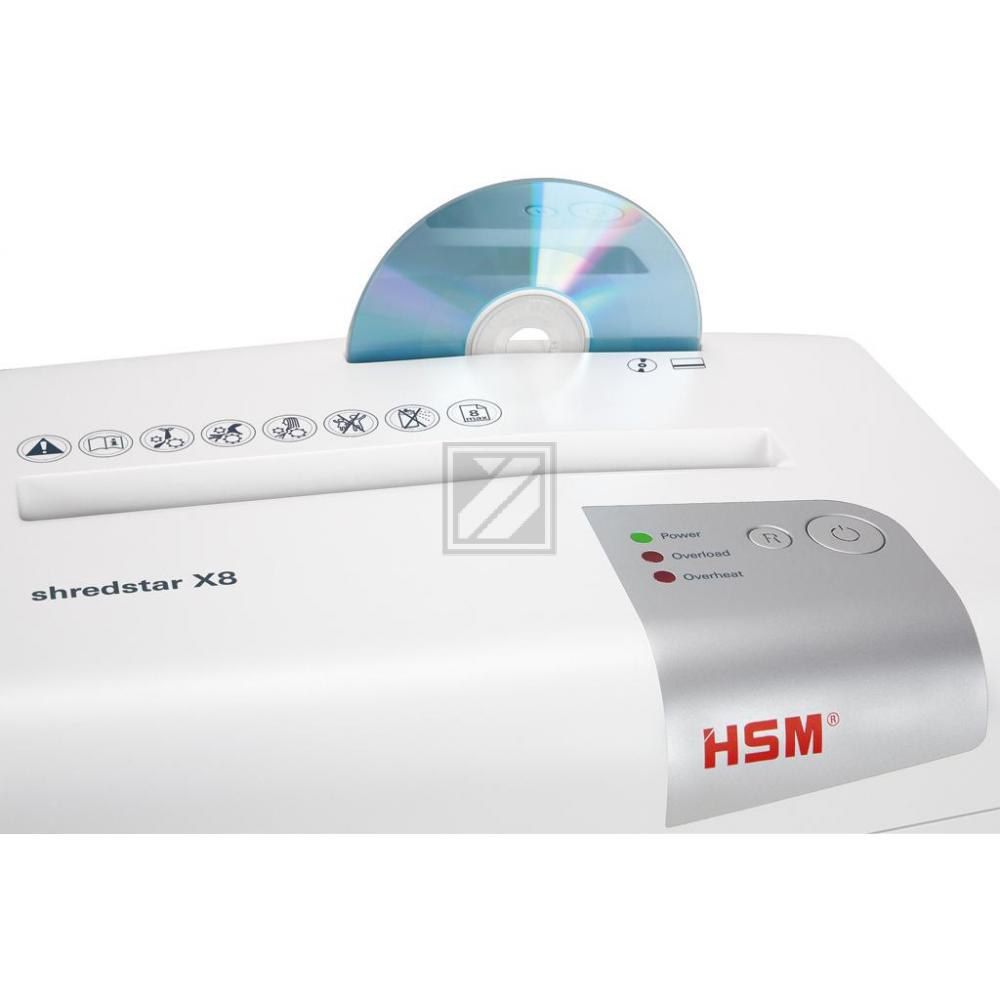 HSM SHREDSTAR X8 AKTENVERNICHTER WEISS 1044121 Partikelschnitt 4,5x30mm P4 8Blt