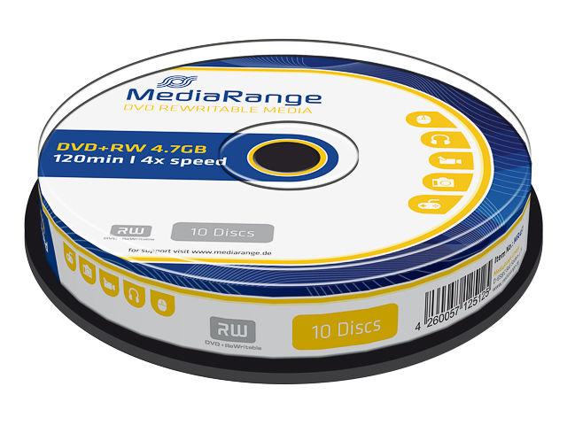 MEDIARANGE DVD+RW 4.7GB 4x (10) CB MR451 Cake Box