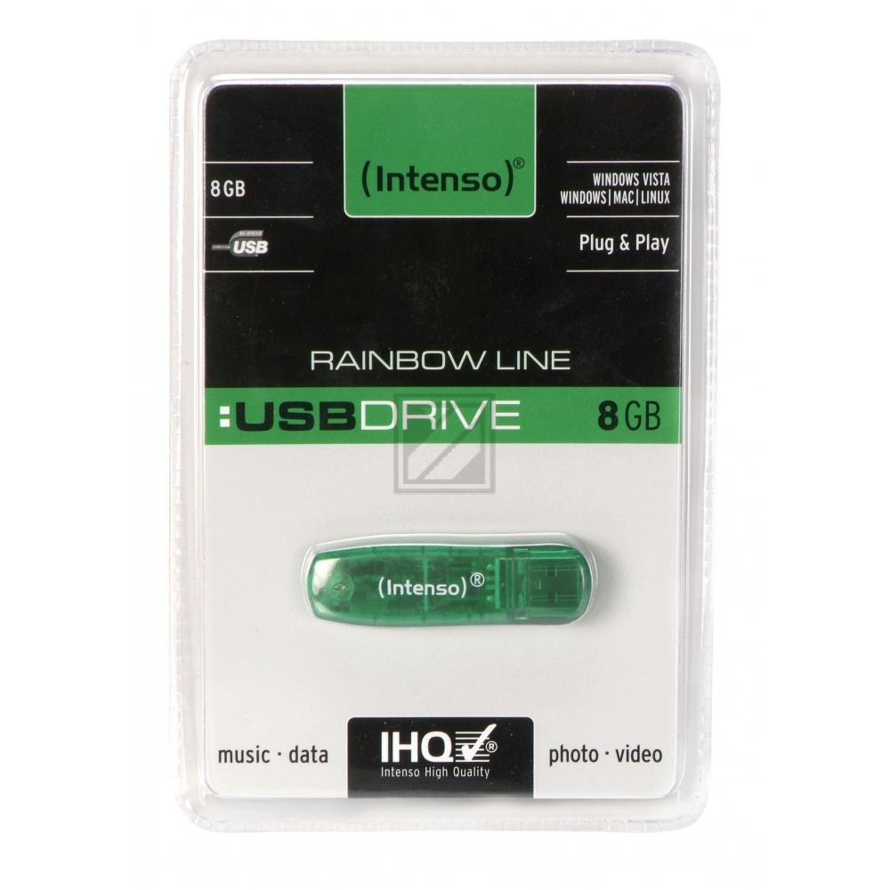 INTENSO RAINBOW LINE USB STICK 8GB 3502460 28MB/s USB 2.0 gruen