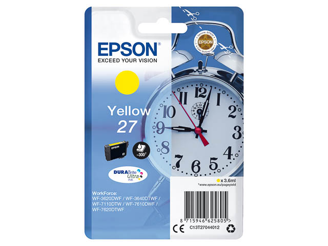 C13T27044012 EPSON WF3620DWF TINTE YE ST 3,6ml 300Seiten Standard Kapazitaet