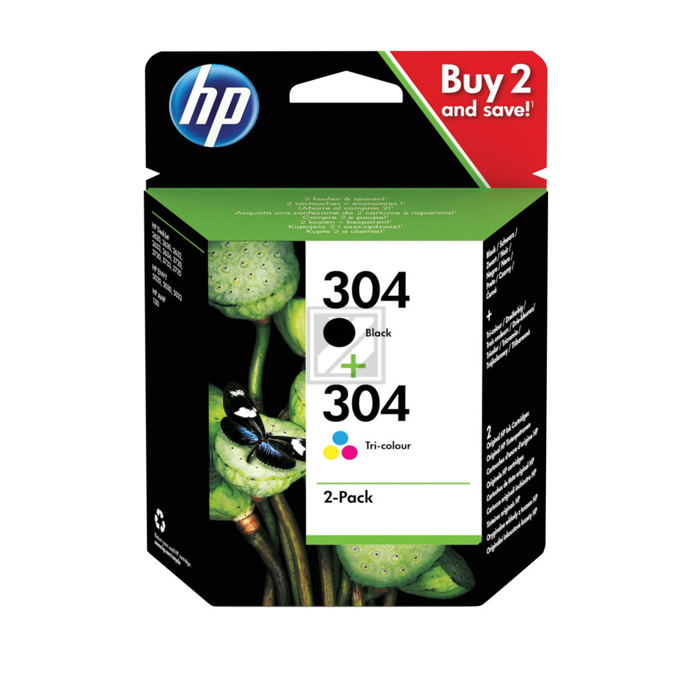 3JB05AE HP 304 DJ Tinte (2) blk-col ST 120/100Seiten 2/2ml