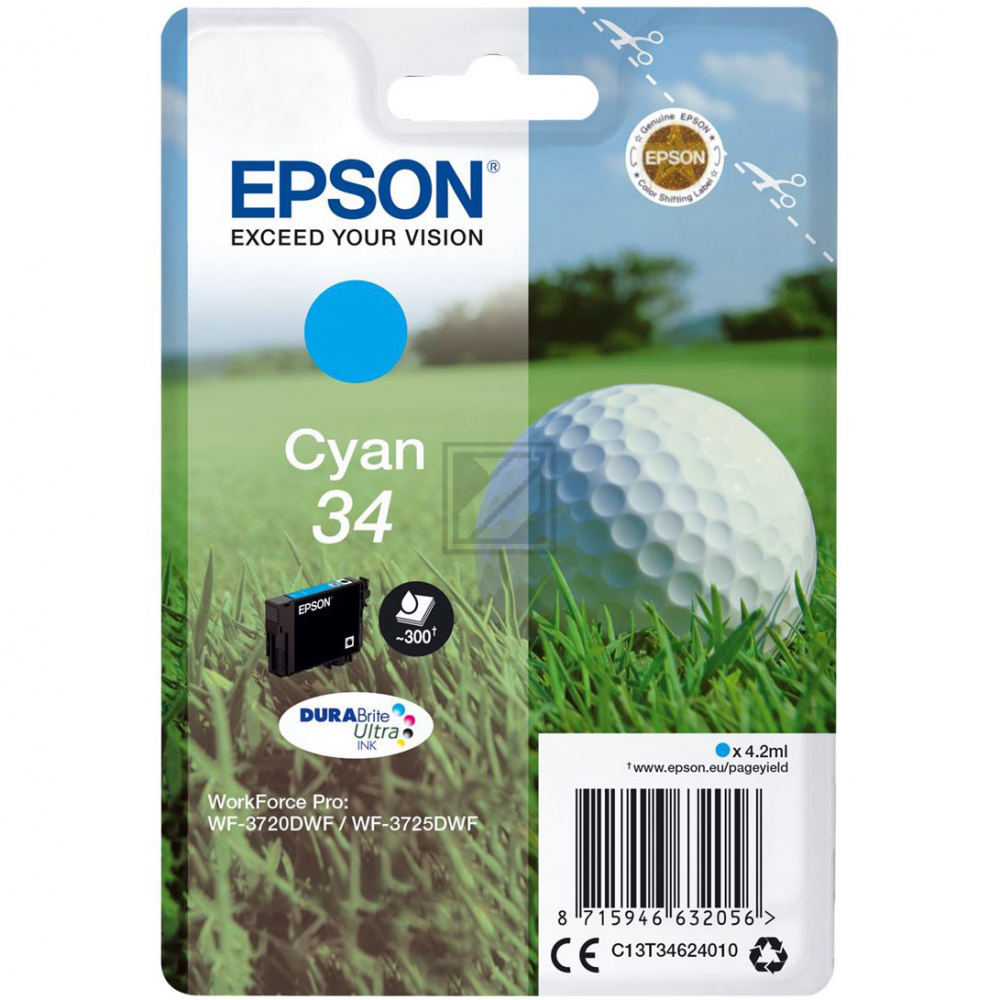 C13T34624010 EPSON WF Tinte cyan ST 300 Seiten 4,2ml