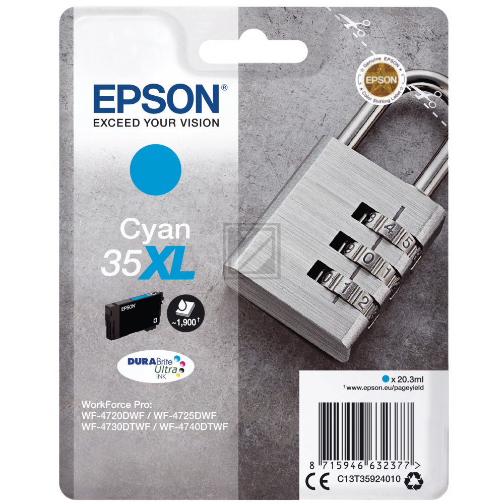 C13T35924010 EPSON WF Tinte cyan HC 1900 Seiten 20,3ml