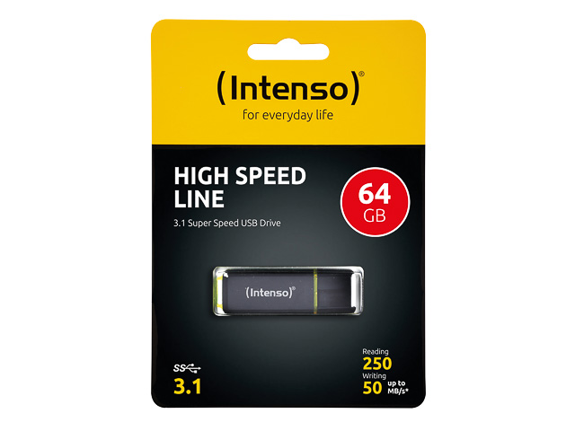 INTENSO HIGH SPEED LINE USB STICK 64GB 3537490 50MB/s USB 3.1 schwarz
