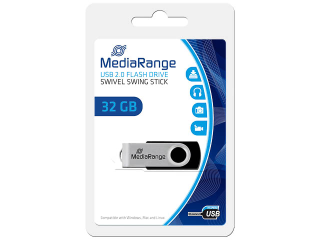 MEDIARANGE FLEXI USB STICK 32GB MR911 15MB/s USB 2.0 schwarz-silber