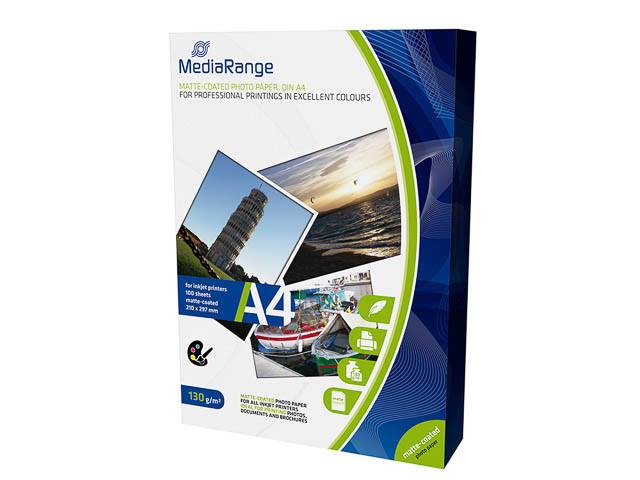 MEDIARANGE FOTOPAPIER A4 130gr WEISS MRINK101 100Blatt matt
